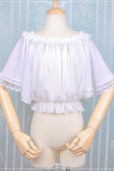 White Chiffon Boat Neck Half Sleeves Sweet Lolita Blouse